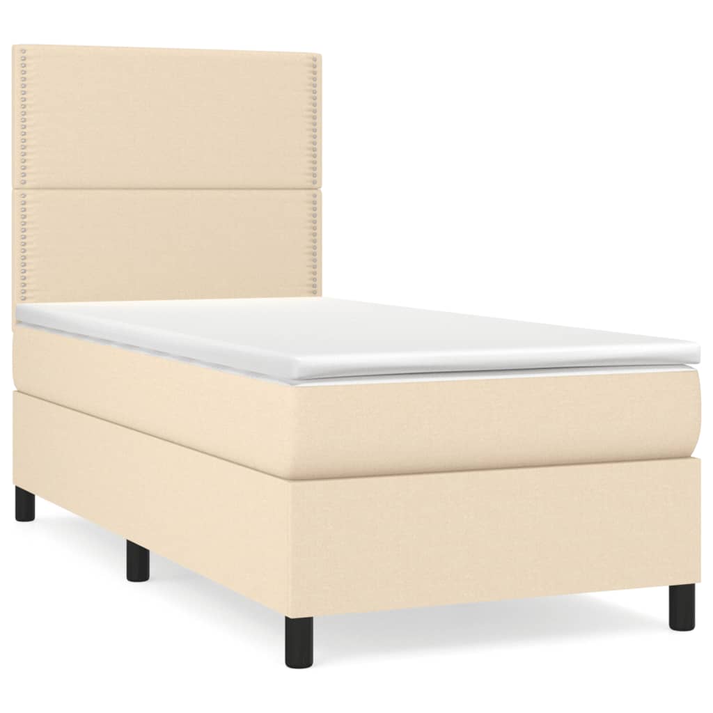 kontinentalseng med madras 90x190 cm stof cremefarvet