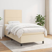 kontinentalseng med madras 90x190 cm stof cremefarvet