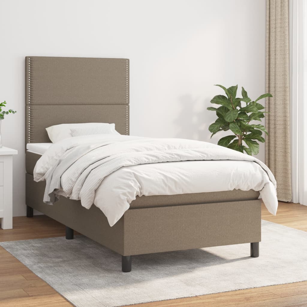 kontinentalseng med madras 90x200 cm stof gråbrun