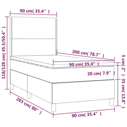 kontinentalseng med madras 90x200 cm stof cremefarvet