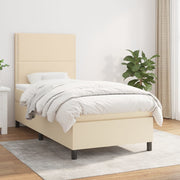 kontinentalseng med madras 90x200 cm stof cremefarvet