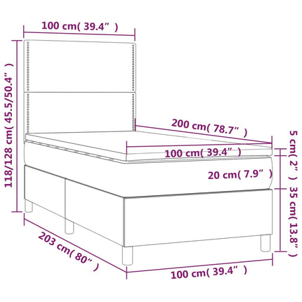 kontinentalseng med madras 100x200 cm stof sort