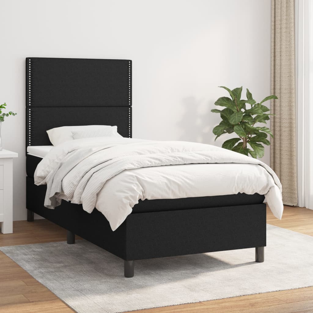 kontinentalseng med madras 100x200 cm stof sort