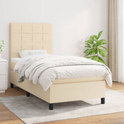 kontinentalseng med madras 90x190 cm stof cremefarvet