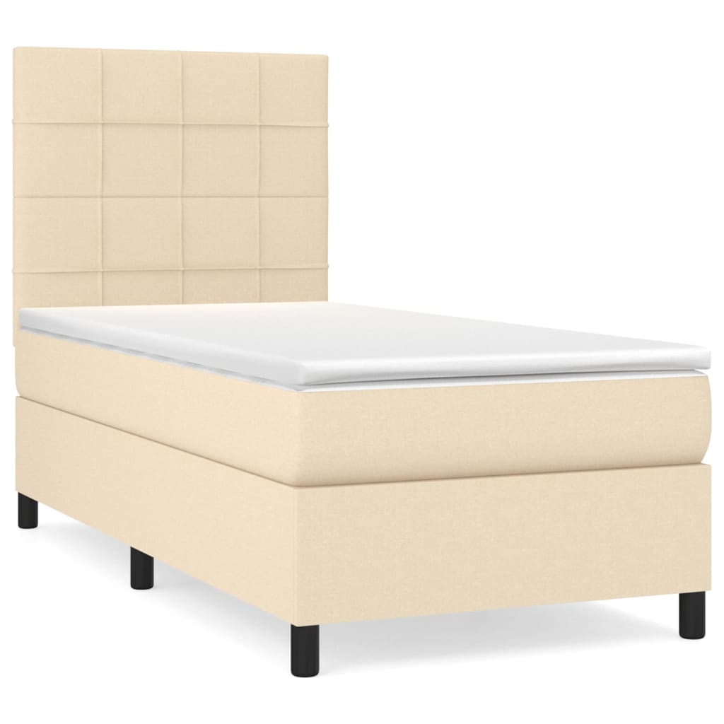 kontinentalseng med madras 90x200 cm stof cremefarvet
