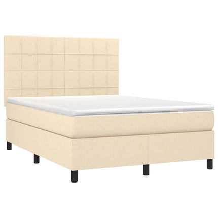 kontinentalseng med madras 140x190 cm stof cremefarvet