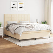 kontinentalseng med madras 180x200 cm stof cremefarvet