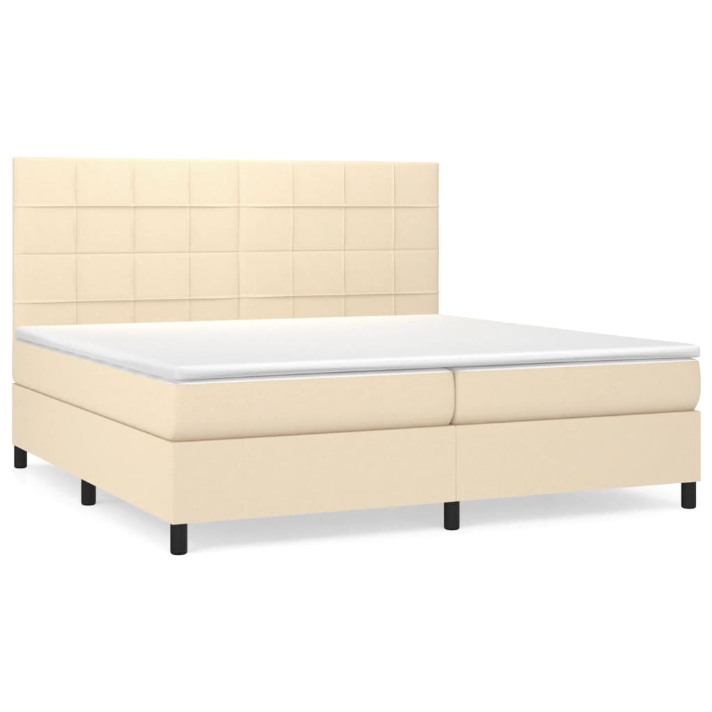 kontinentalseng med madras 200x200 cm stof cremefarvet