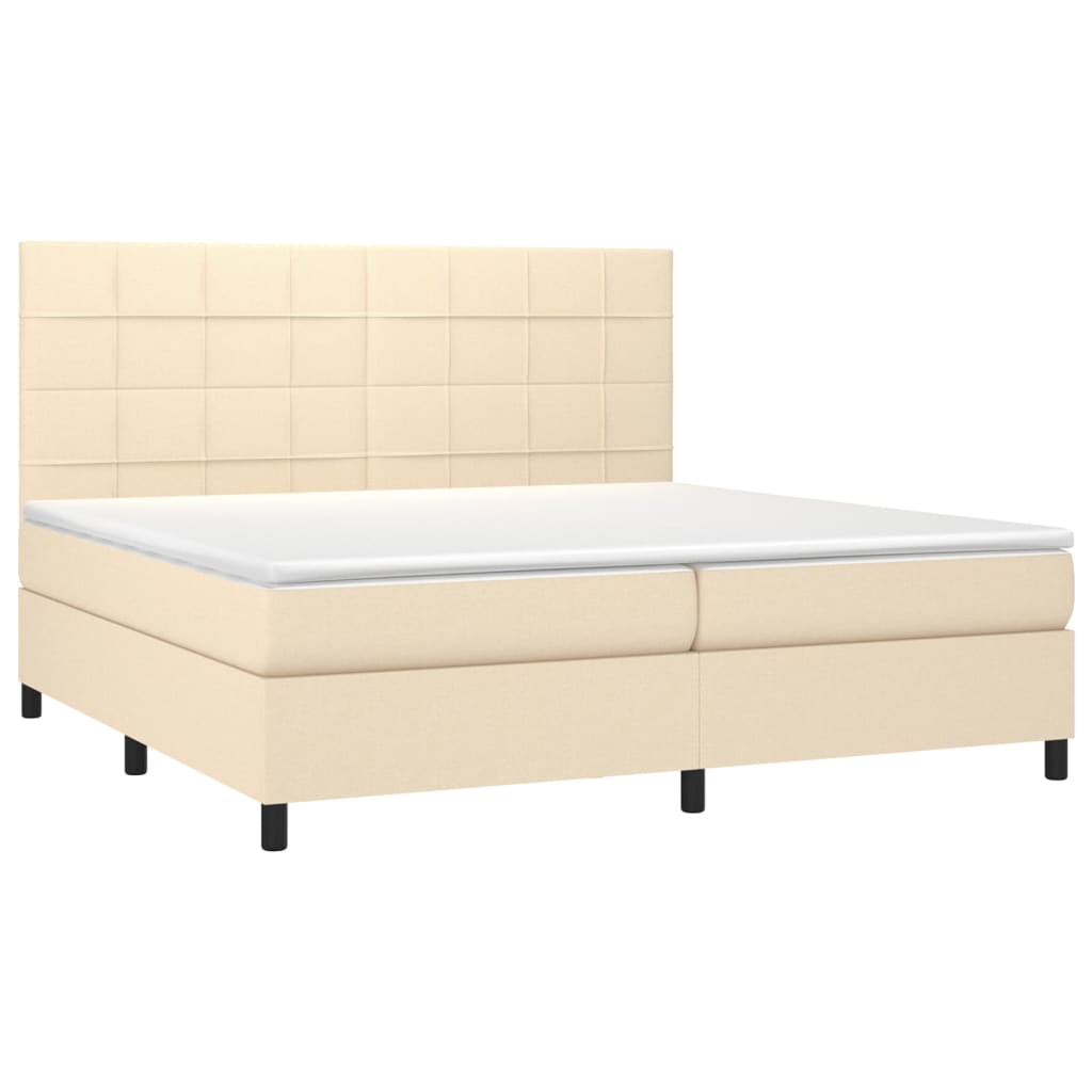 kontinentalseng med madras 200x200 cm stof cremefarvet