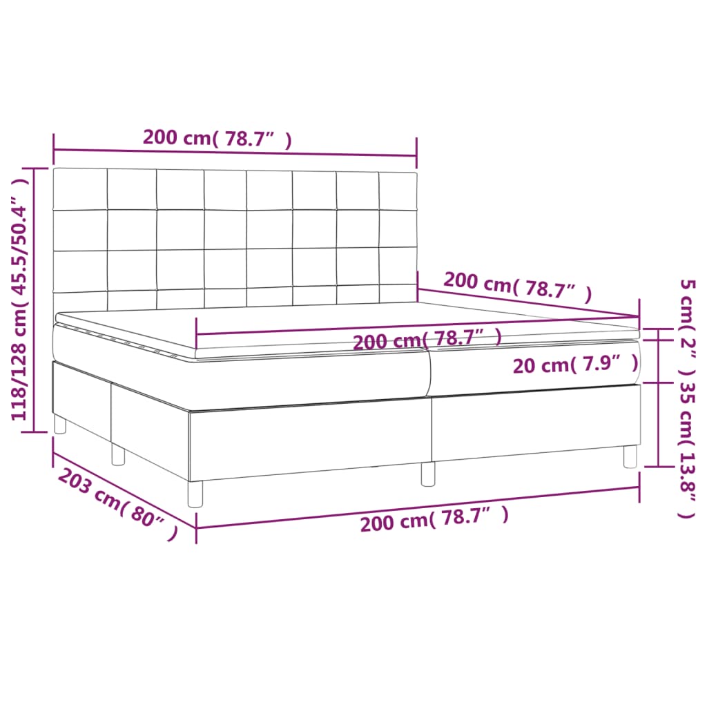 kontinentalseng med madras 200x200 cm stof cremefarvet