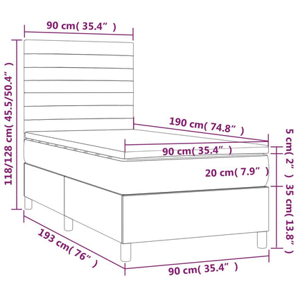 kontinentalseng med madras 90x190 cm stof sort