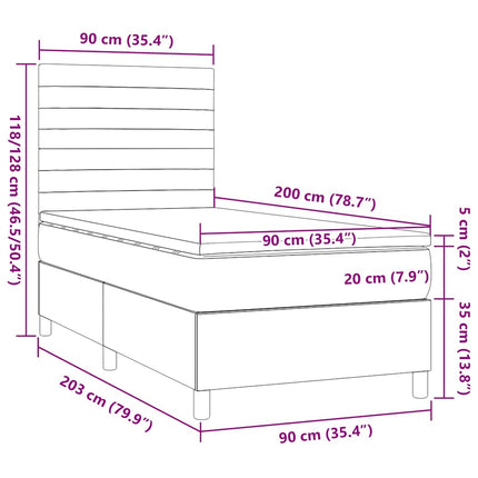 kontinentalseng med madras 90x200 cm stof mørkebrun