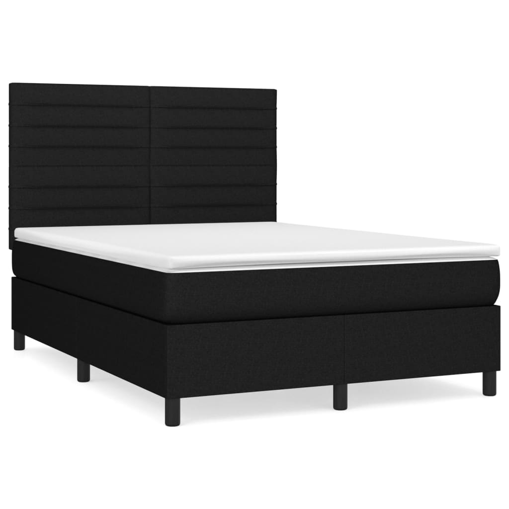 kontinentalseng med madras 140x190 cm stof sort