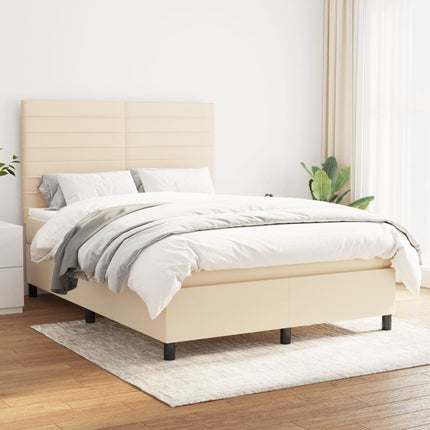 kontinentalseng med madras 140x190 cm stof cremefarvet