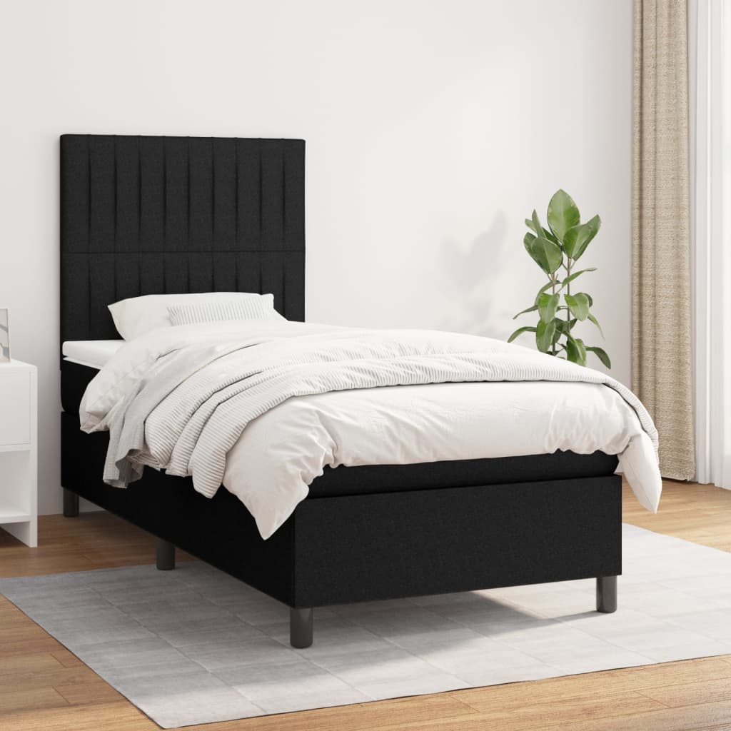 kontinentalseng med madras 80x200 cm stof sort