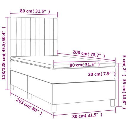 kontinentalseng med madras 80x200 cm stof cremefarvet