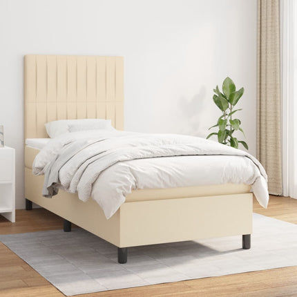 kontinentalseng med madras 80x200 cm stof cremefarvet