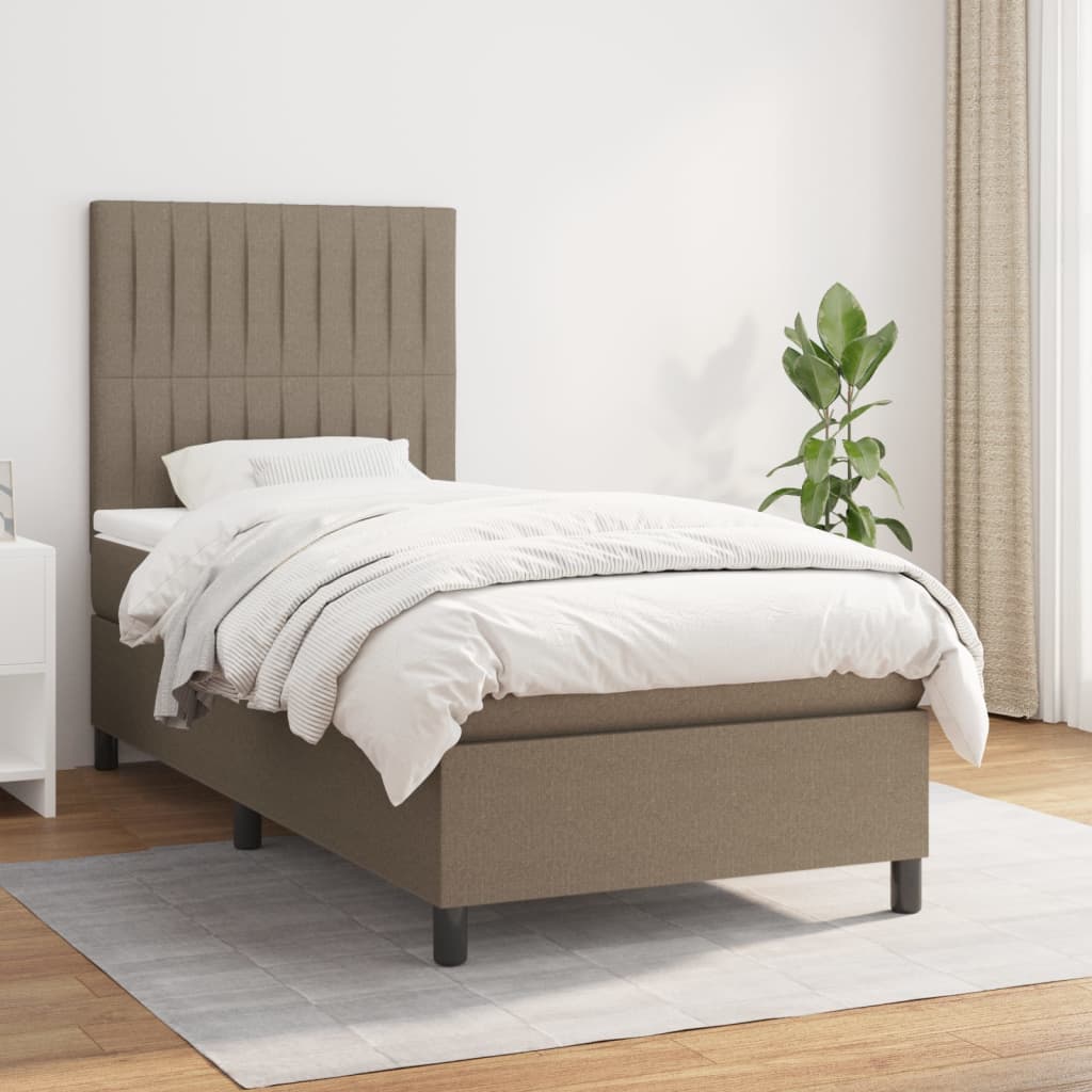 kontinentalseng med madras 90x190 cm stof gråbrun
