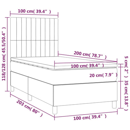 kontinentalseng med madras 100x200 cm stof cremefarvet