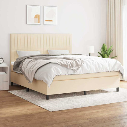 kontinentalseng med madras 160x200 cm stof cremefarvet