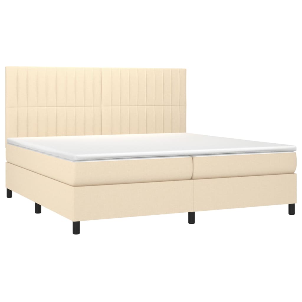 kontinentalseng med madras 200x200 cm stof cremefarvet