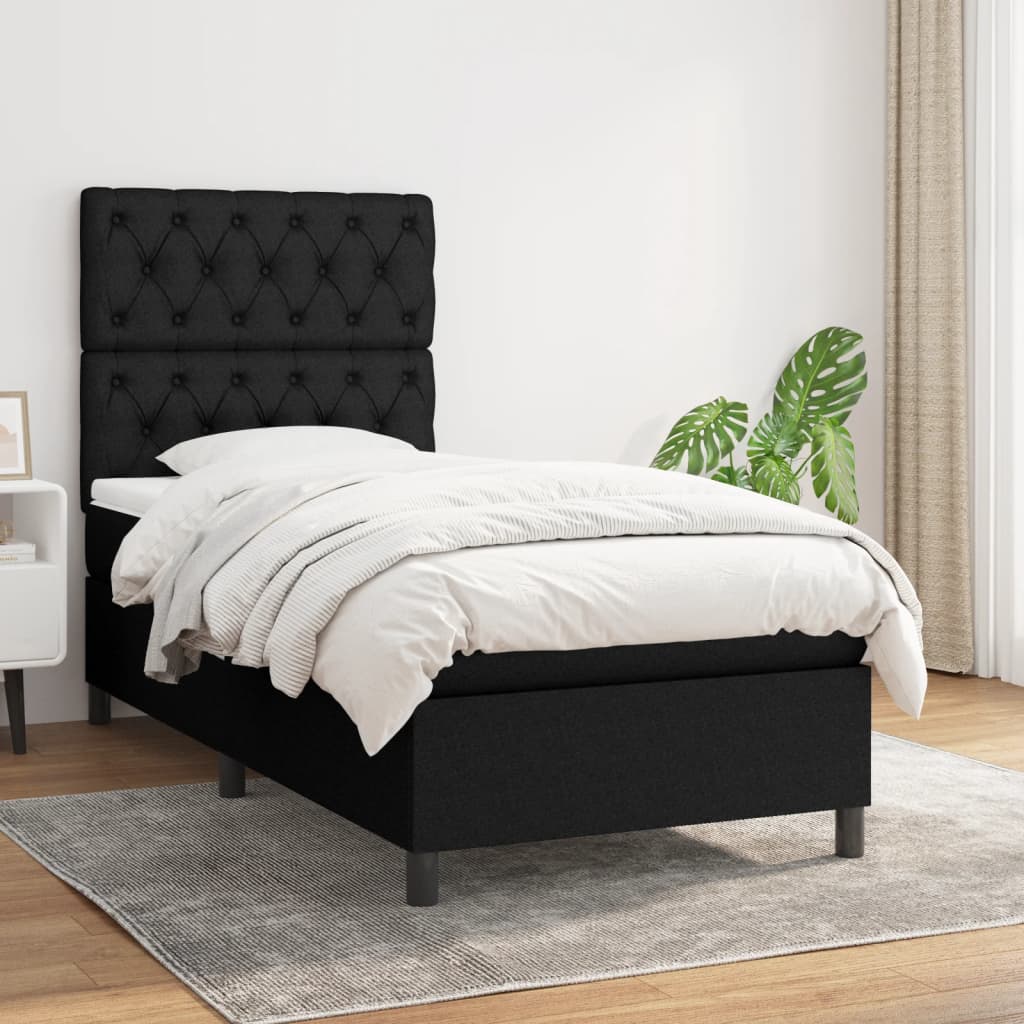 kontinentalseng med madras 80x200 cm stof sort