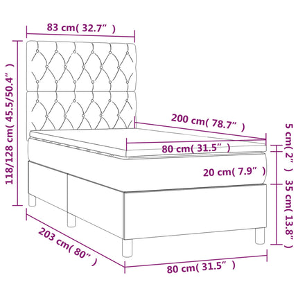 kontinentalseng med madras 80x200 cm stof blå