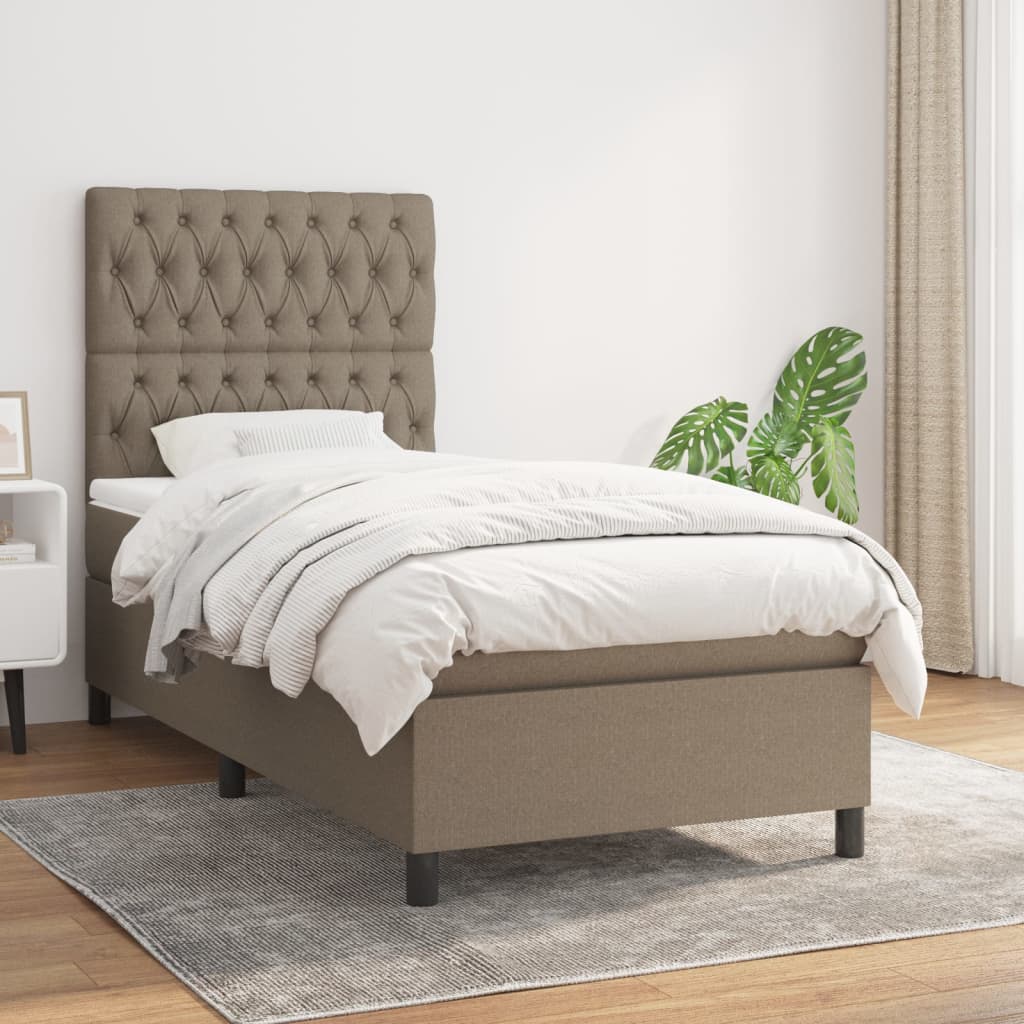 kontinentalseng med madras 100x200 cm stof gråbrun