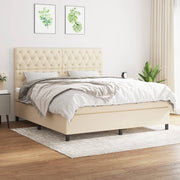 kontinentalseng med madras 160x200 cm stof cremefarvet