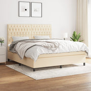 kontinentalseng med madras 180x200 cm stof cremefarvet