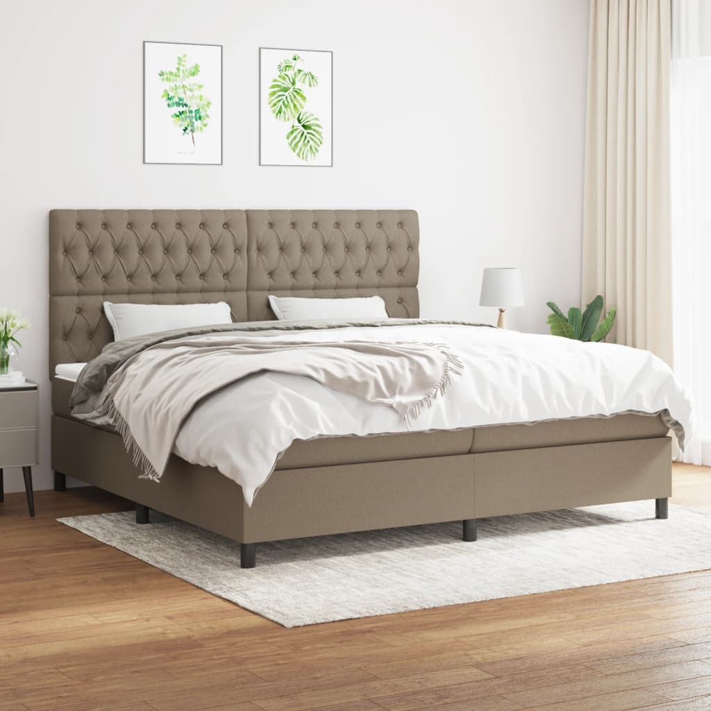 kontinentalseng med madras 200x200 cm stof gråbrun