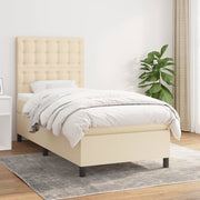 kontinentalseng med madras 90x200 cm stof cremefarvet