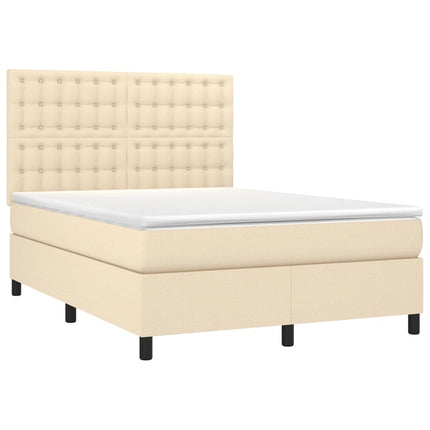 kontinentalseng med madras 140x190 cm stof cremefarvet