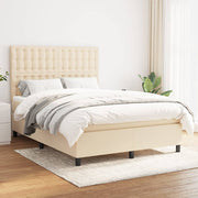 kontinentalseng med madras 140x190 cm stof cremefarvet
