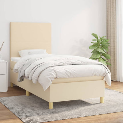 kontinentalseng med madras 80x200 cm stof cremefarvet