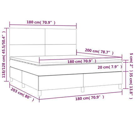 kontinentalseng med madras 180x200 cm stof mørkebrun