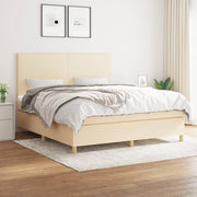 kontinentalseng med madras 180x200 cm stof cremefarvet