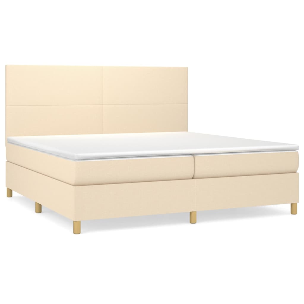 kontinentalseng med madras 200x200 cm stof cremefarvet