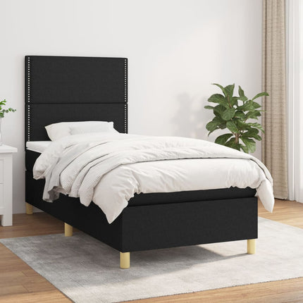 kontinentalseng med madras 90x200 cm stof sort