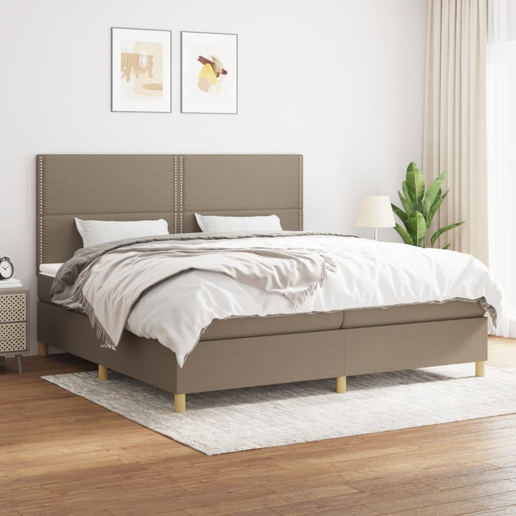 kontinentalseng med madras 200x200 cm stof gråbrun