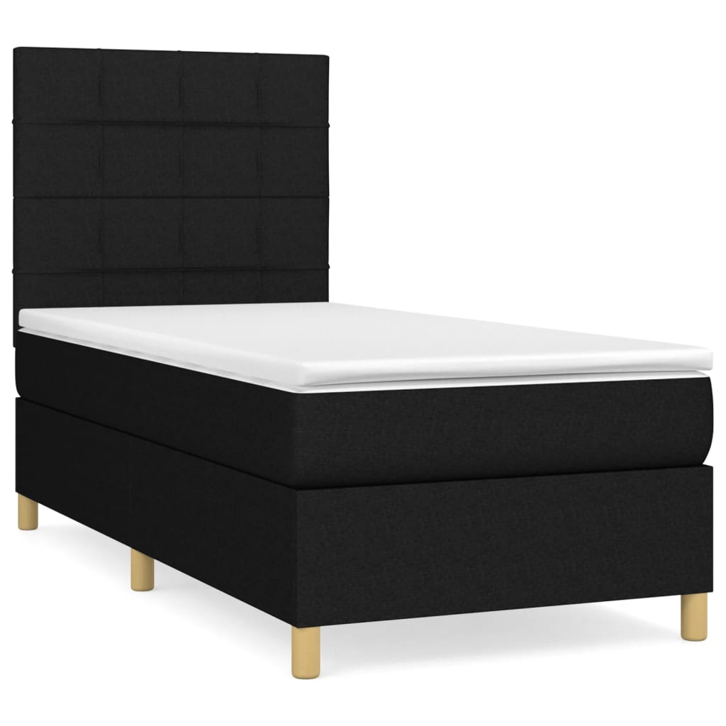 kontinentalseng med madras 80x200 cm stof sort