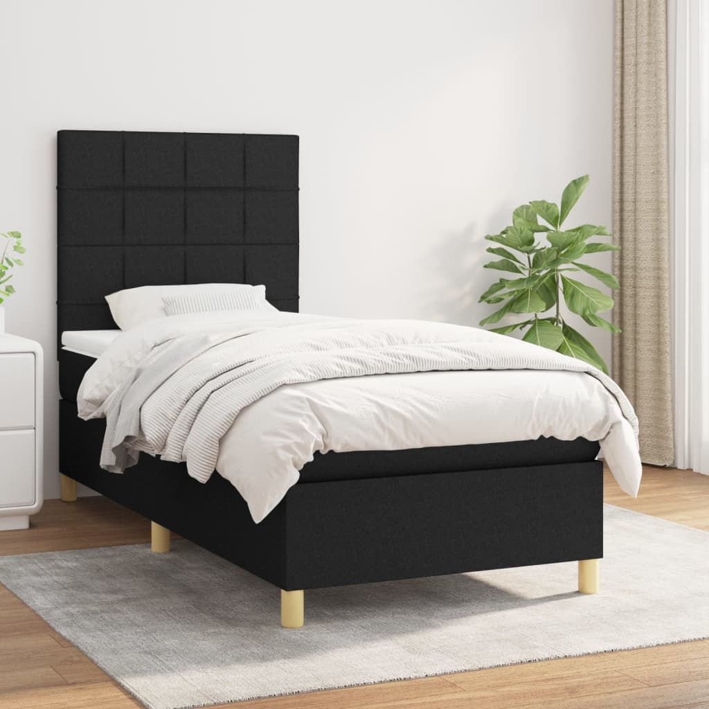 kontinentalseng med madras 80x200 cm stof sort