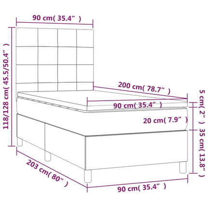 kontinentalseng med madras 90x200 cm stof cremefarvet