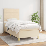 kontinentalseng med madras 90x200 cm stof cremefarvet