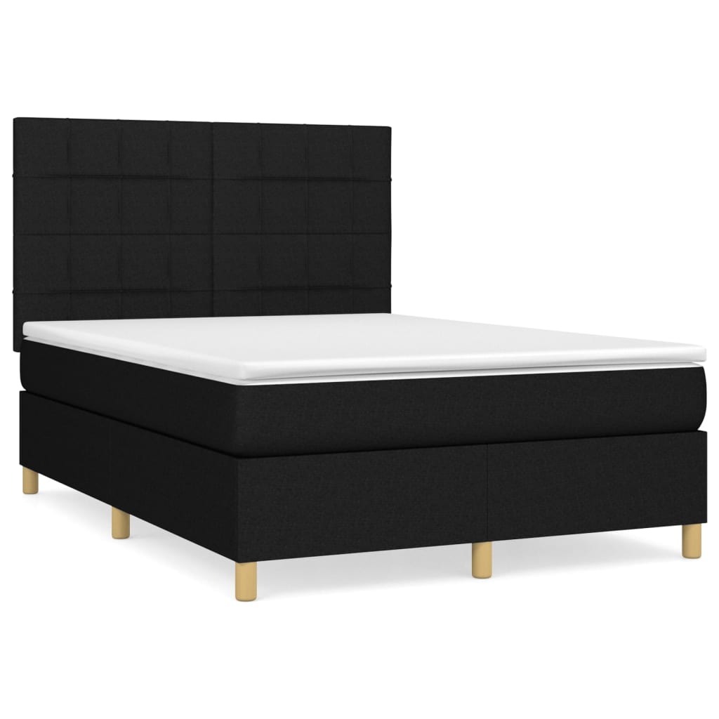 kontinentalseng med madras 140x190 cm stof sort