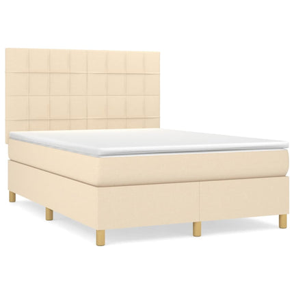 kontinentalseng med madras 140x190 cm stof cremefarvet