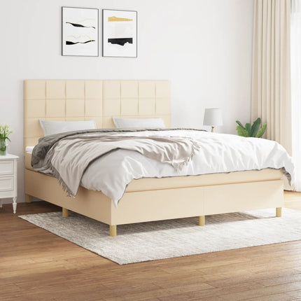 kontinentalseng med madras 180x200 cm stof cremefarvet