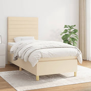 kontinentalseng med madras 90x190 cm stof cremefarvet