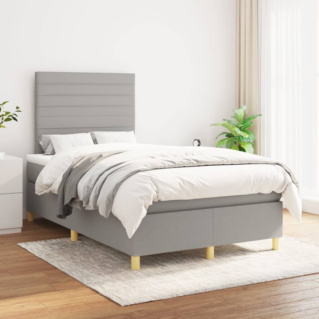 kontinentalseng med madras 120x200 cm stof lysegrå