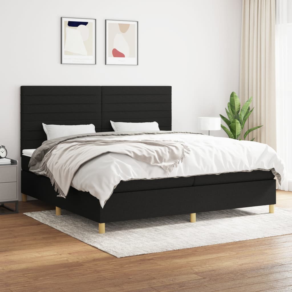 kontinentalseng med madras 200x200 cm stof sort